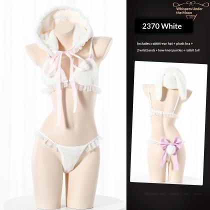 Fluffy Hooded Bunny Costume Sexy Lingerie