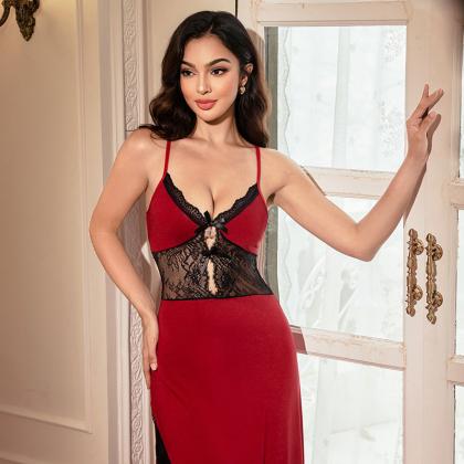 Women's Sexy And Alluring Slit-style Lingerie Nightgown