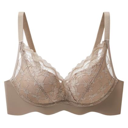 Retro Bra Push-up Wavy V-neck Lingerie For Women