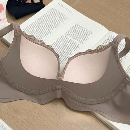 Leopard-print Lace Lingerie For Women Push-up Bra To Enhance Small Busts