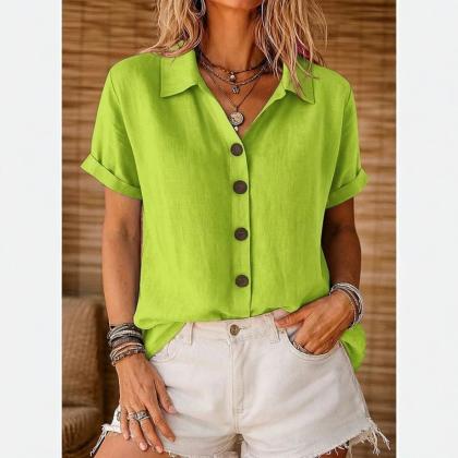 CrossBorder Foreign Trade European And American Independent Fashion Women Clothing Website 2026 SpringSummer New Products Ebay Best-Selling Collared Button-Down Shirt